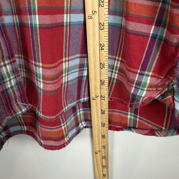Ralph Lauren Button Up Shirt Women Large Red Multi Plaid Flannel Western Casual - Picture 8 of 8